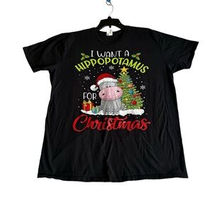I WANT A HIPPOPOTAMUS FOR CHRISTMAS GRAPHIC T-SHIRT SZ LARGE